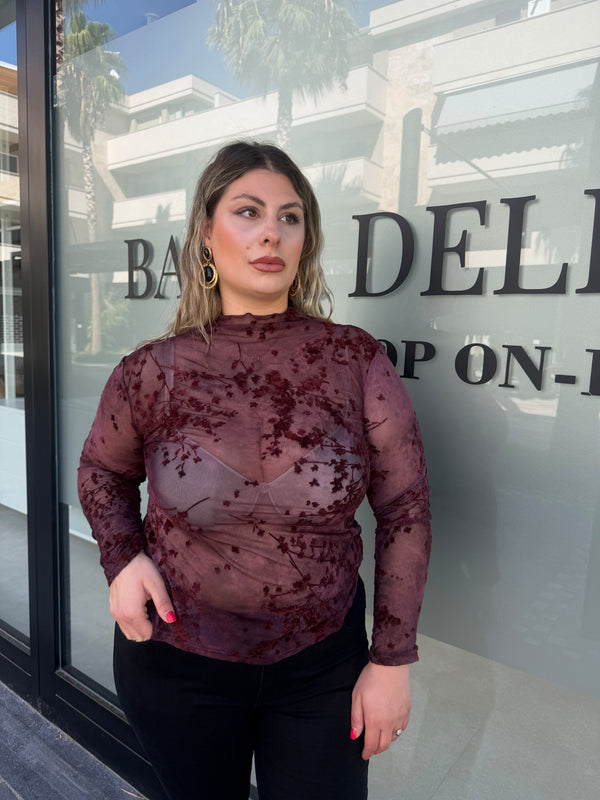 Maglia velata flowers curvy