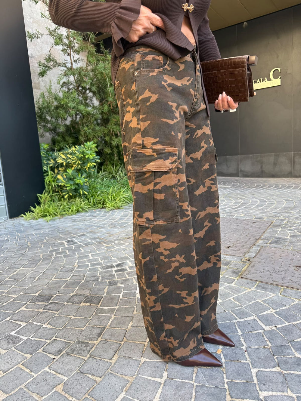 Jeans cargo mimetico brown