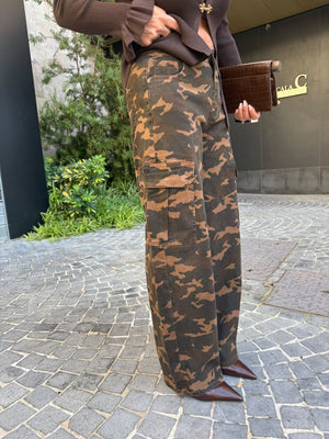 Jeans cargo mimetico brown