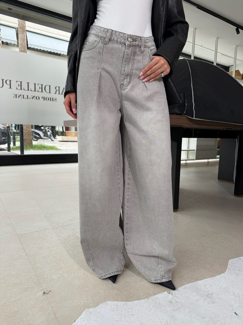 Jeans wide grigio