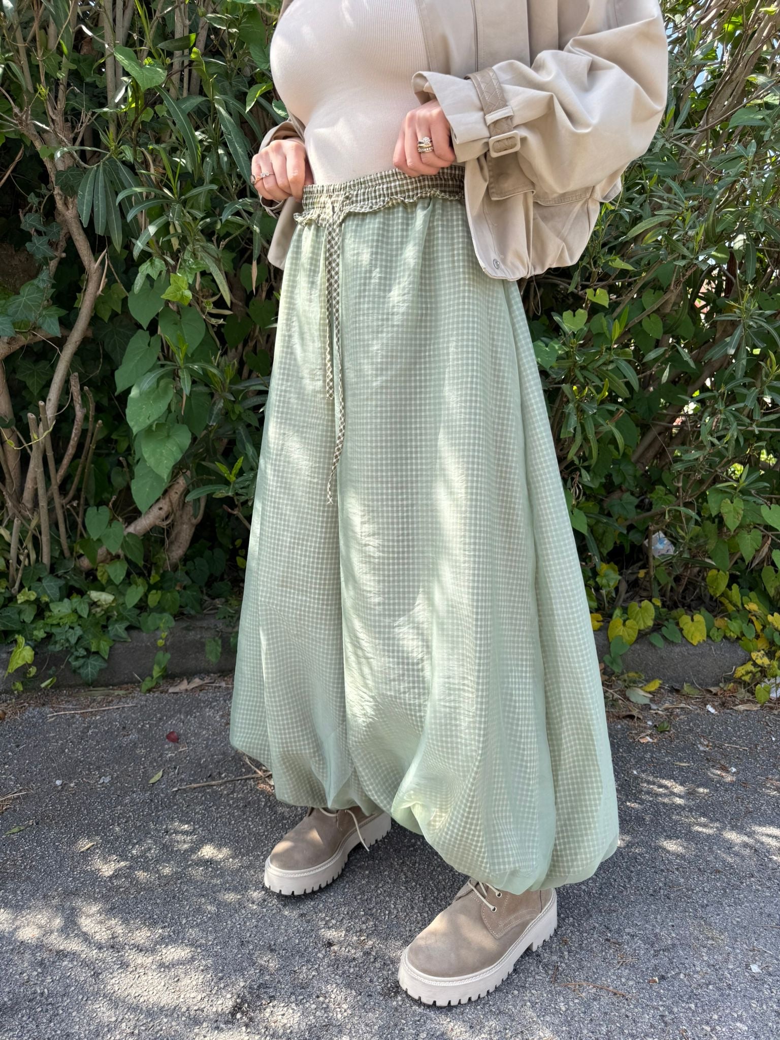 Pantalone ballon quadroni green