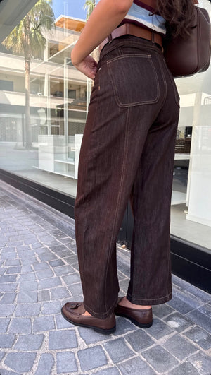 Jeans ballon brown con cintura