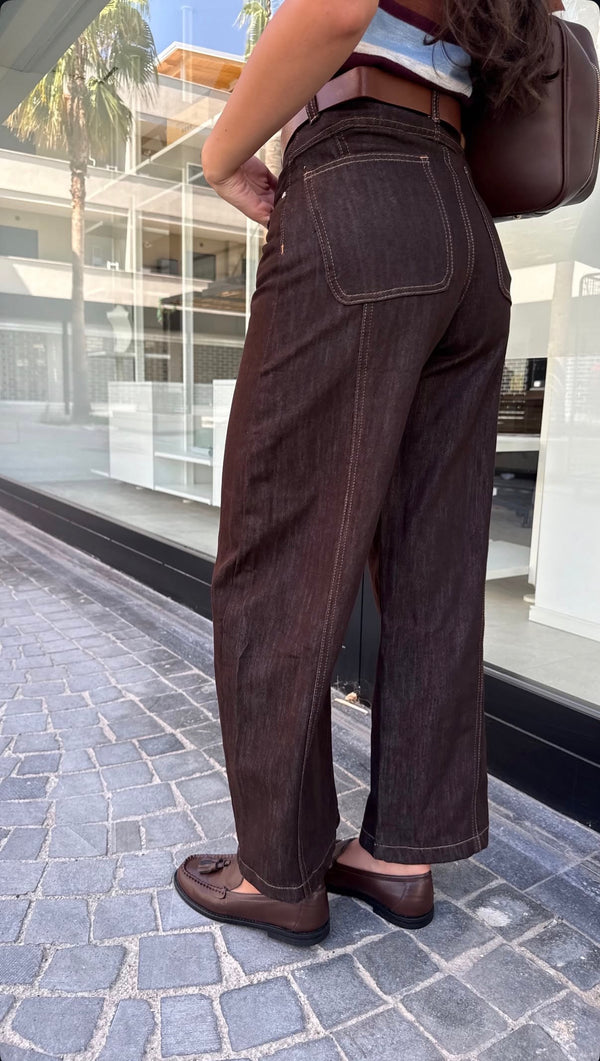 Jeans ballon brown con cintura