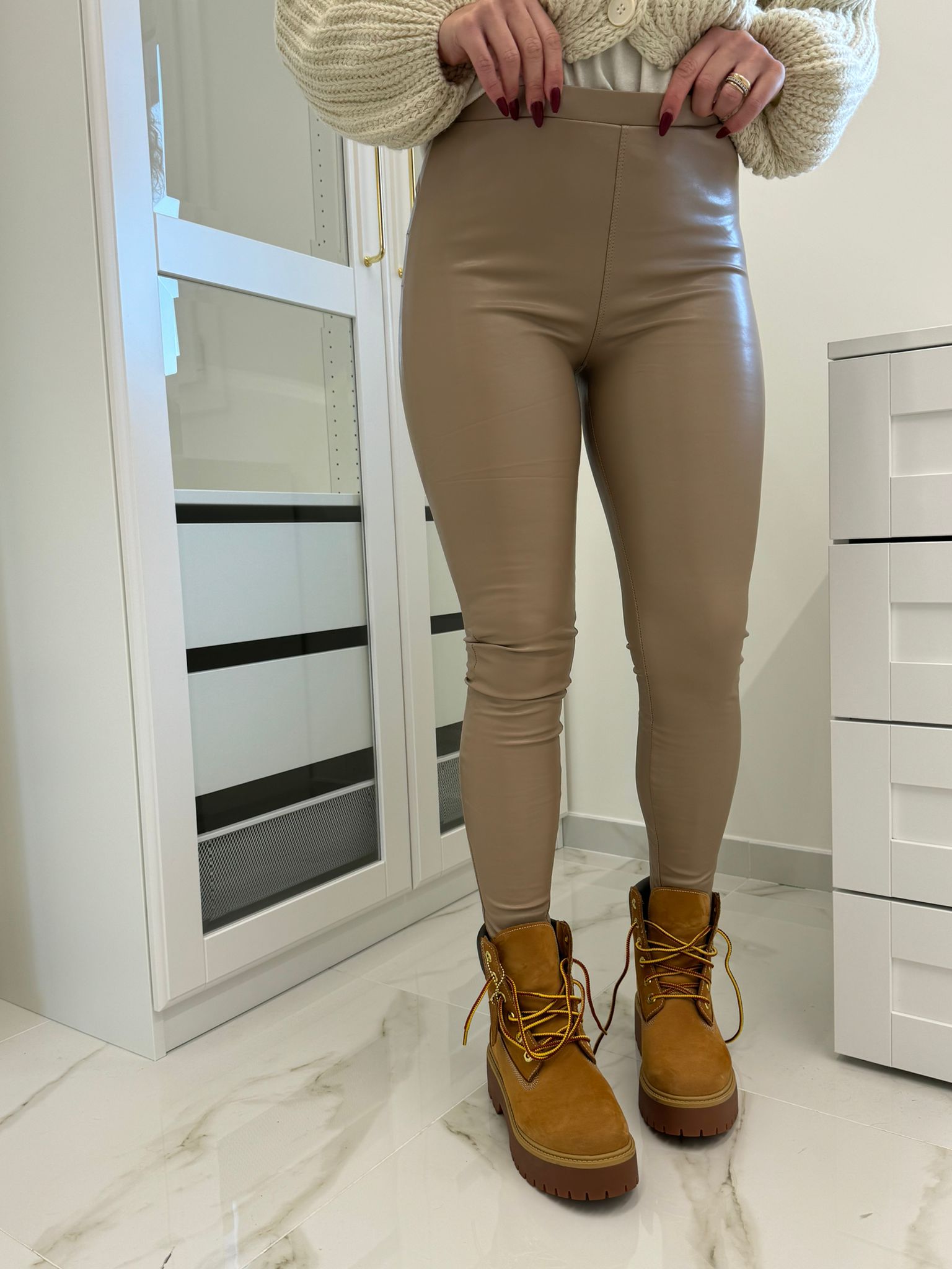 Leggins ecopelle beige