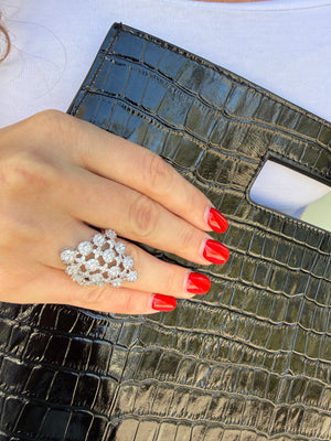 Anello sfere e croci strass