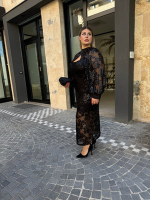 Abito con mantella paillettes curvy