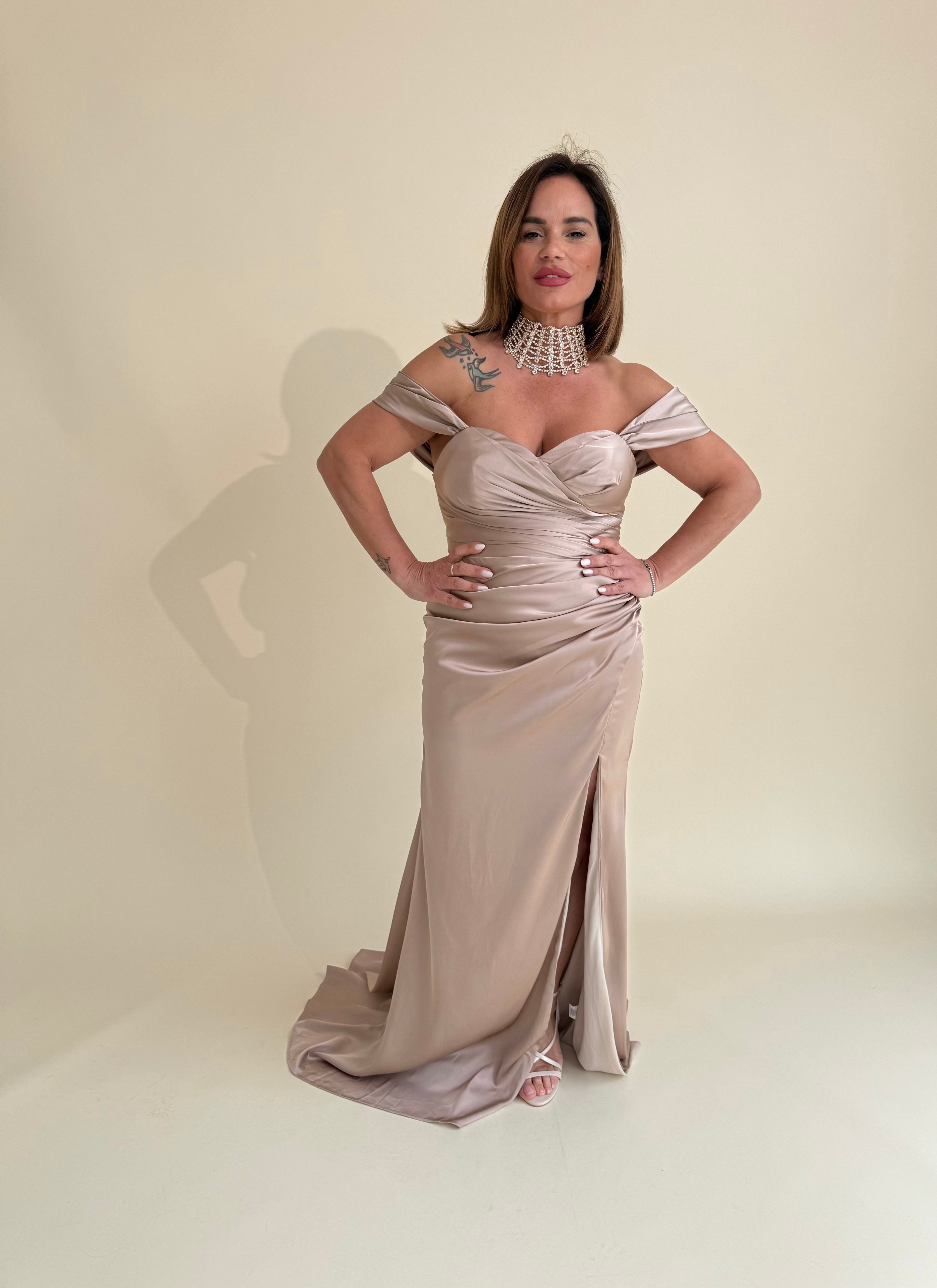 Abito da cerimonia sirena drappeggiato