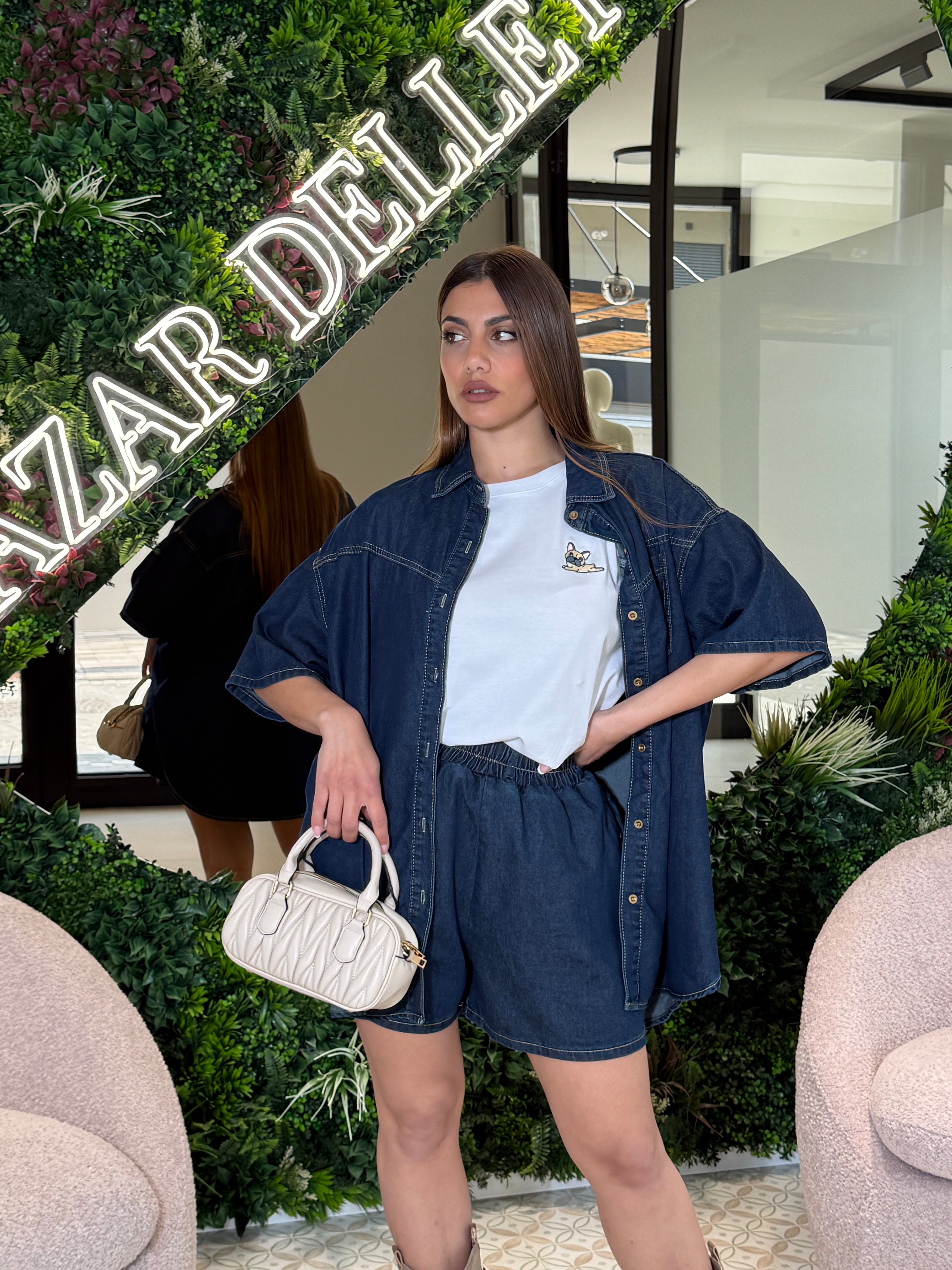 Cordset in denim camicia e pantaloncino