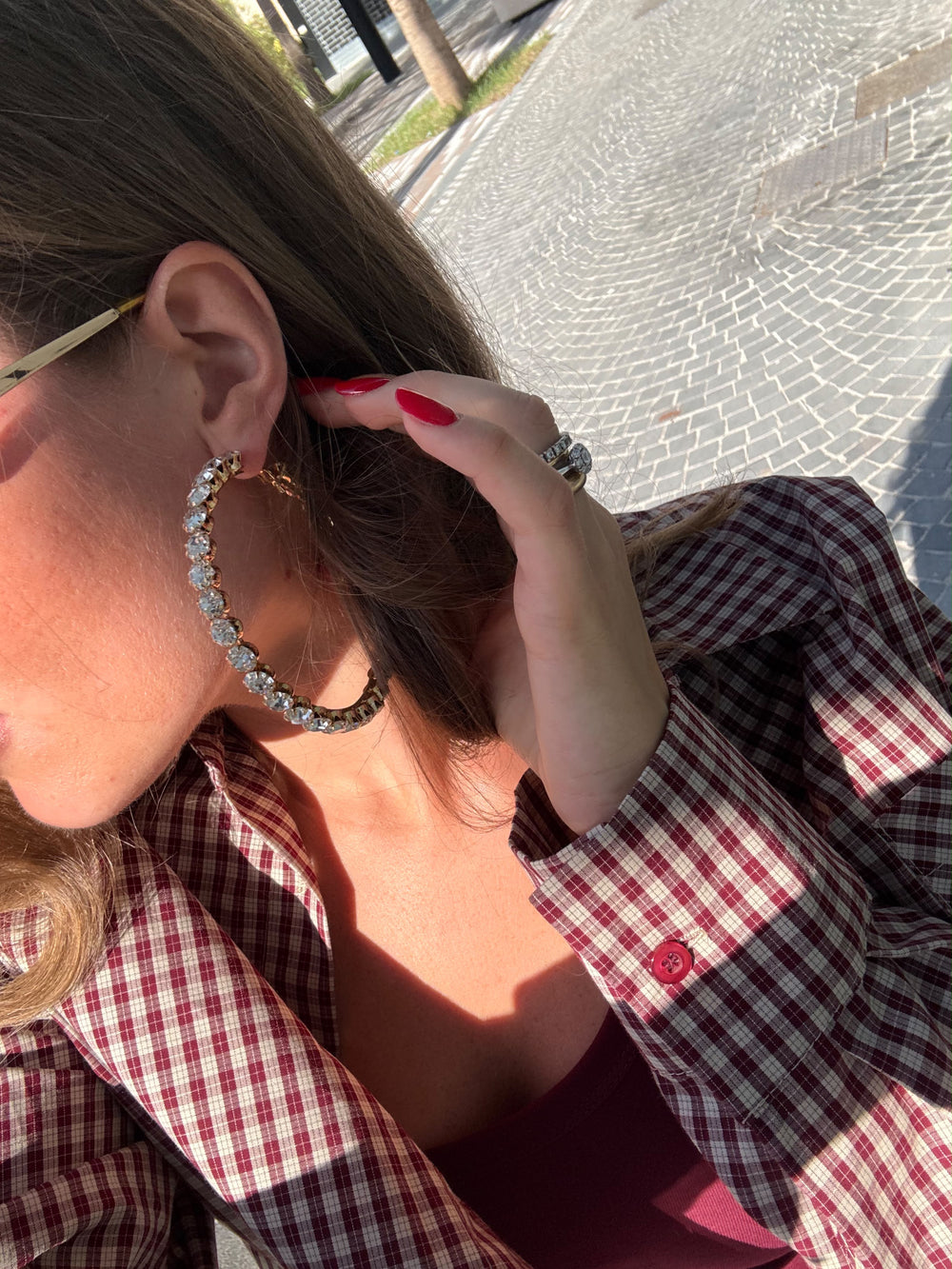 Orecchini cerchio strass big