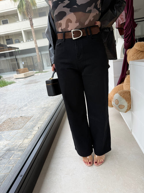 Jeans palazzo con cintura curvy