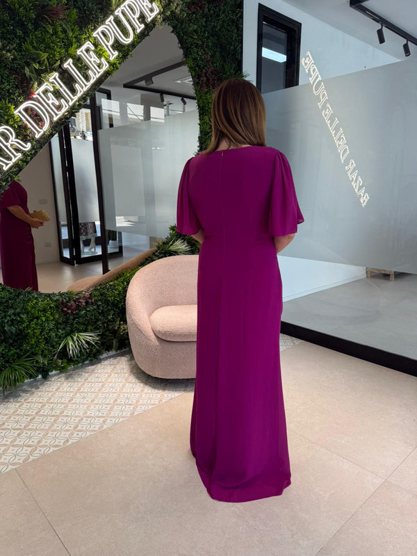 Abito cerimonia con drappeggio curvy