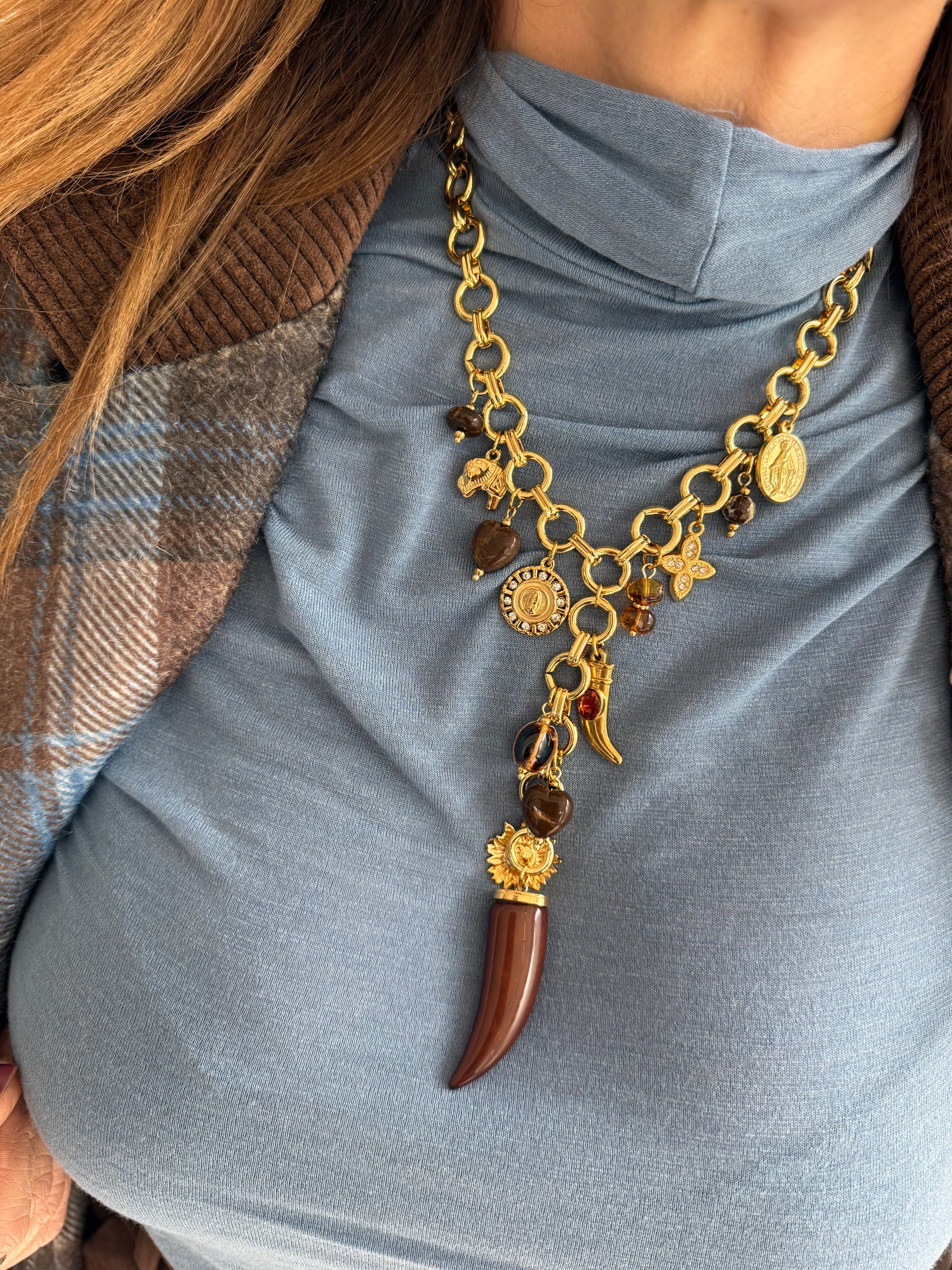 Collana corno pendente