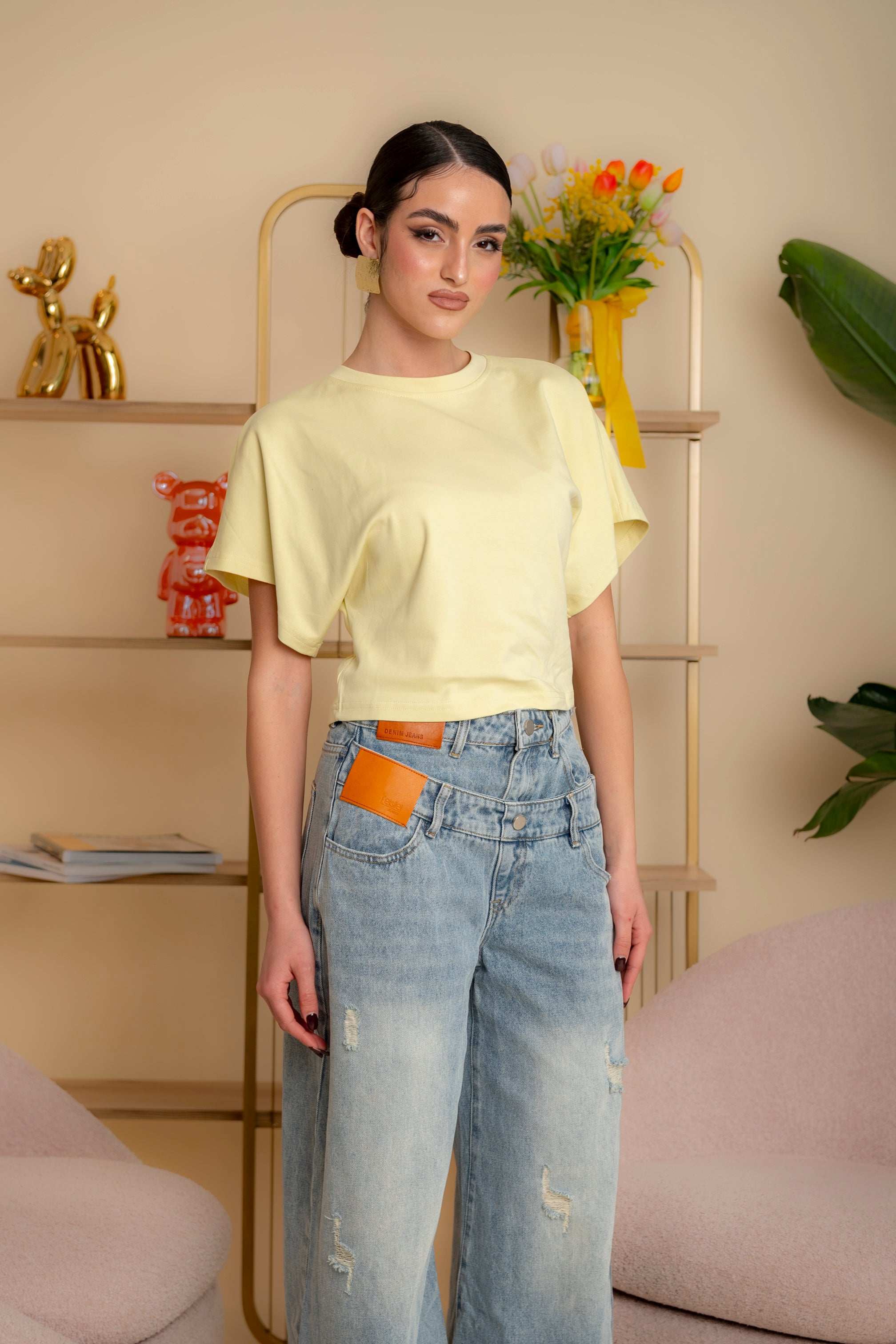 T-shirt crop yellow