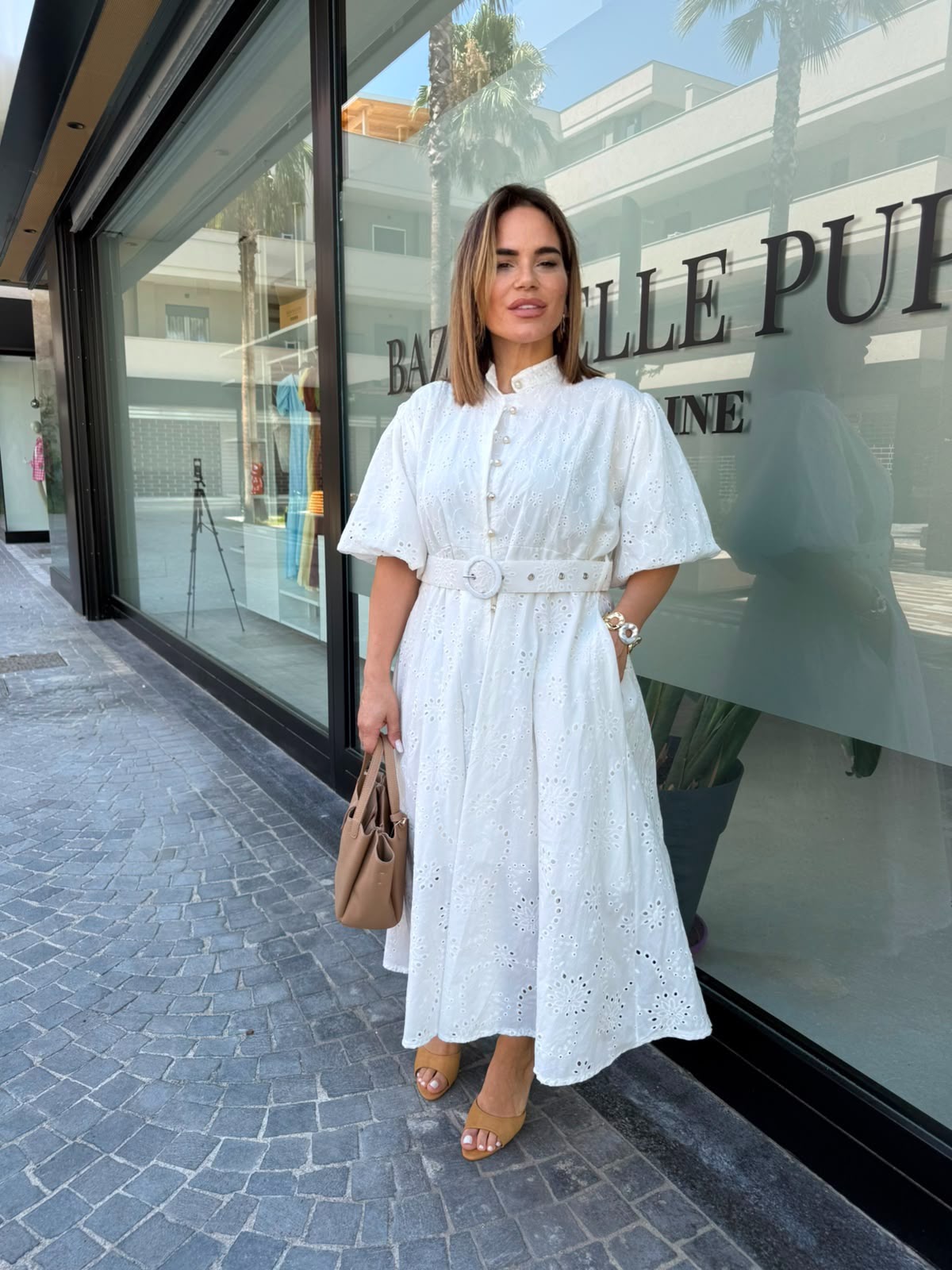 Abito camicia pizzo Sangallo