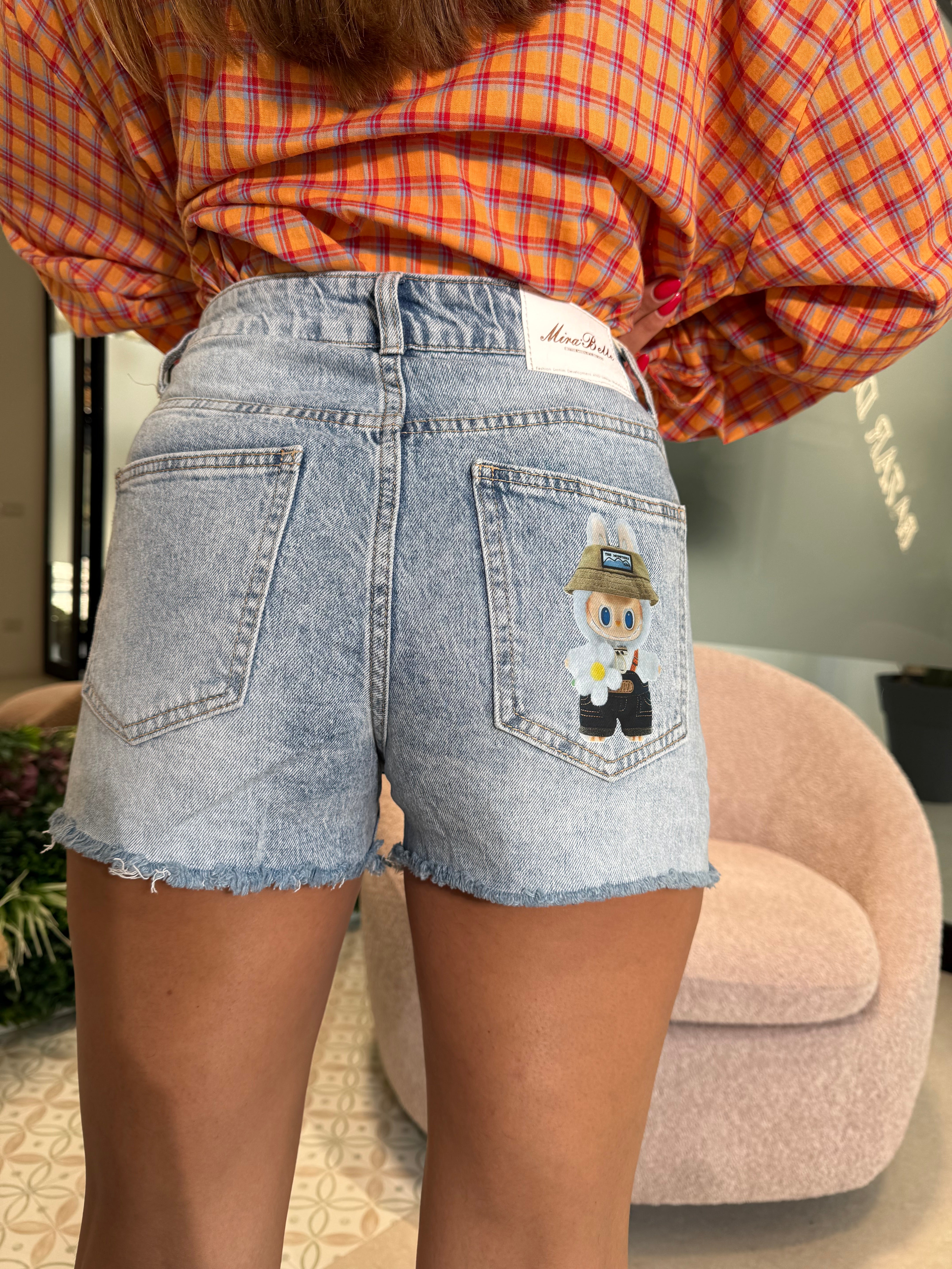 Pantaloncino denim Labubu