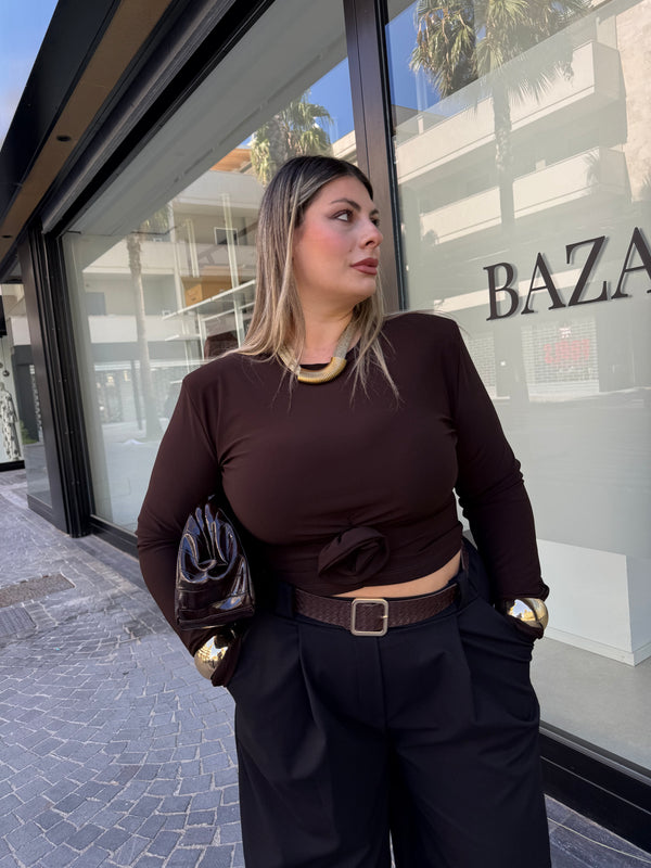 Maglia crop Rosa curvy