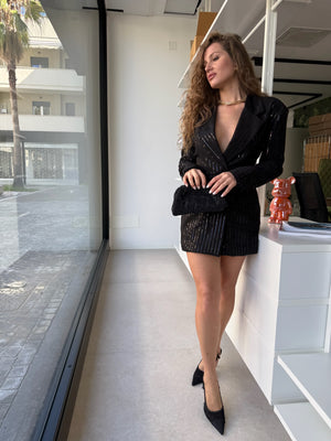 Abito blazer con pagliette nero