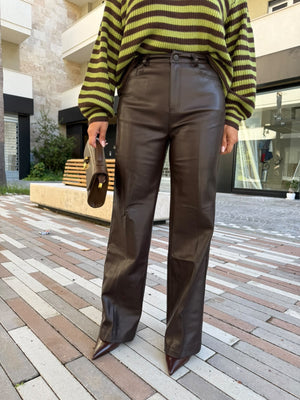 Pantalone ecopelle dritto