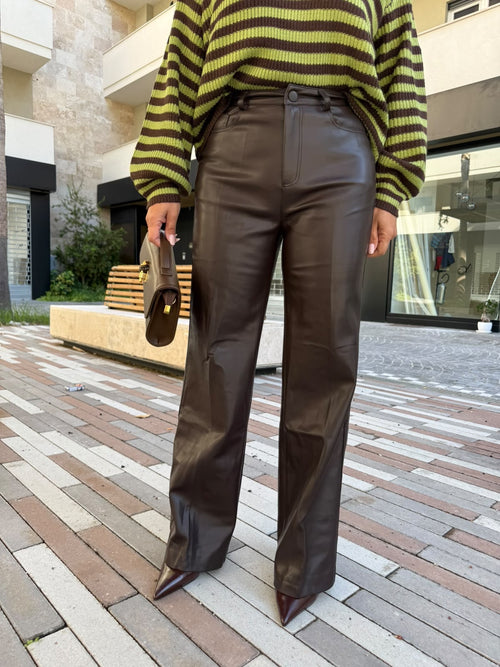 Pantalone ecopelle dritto