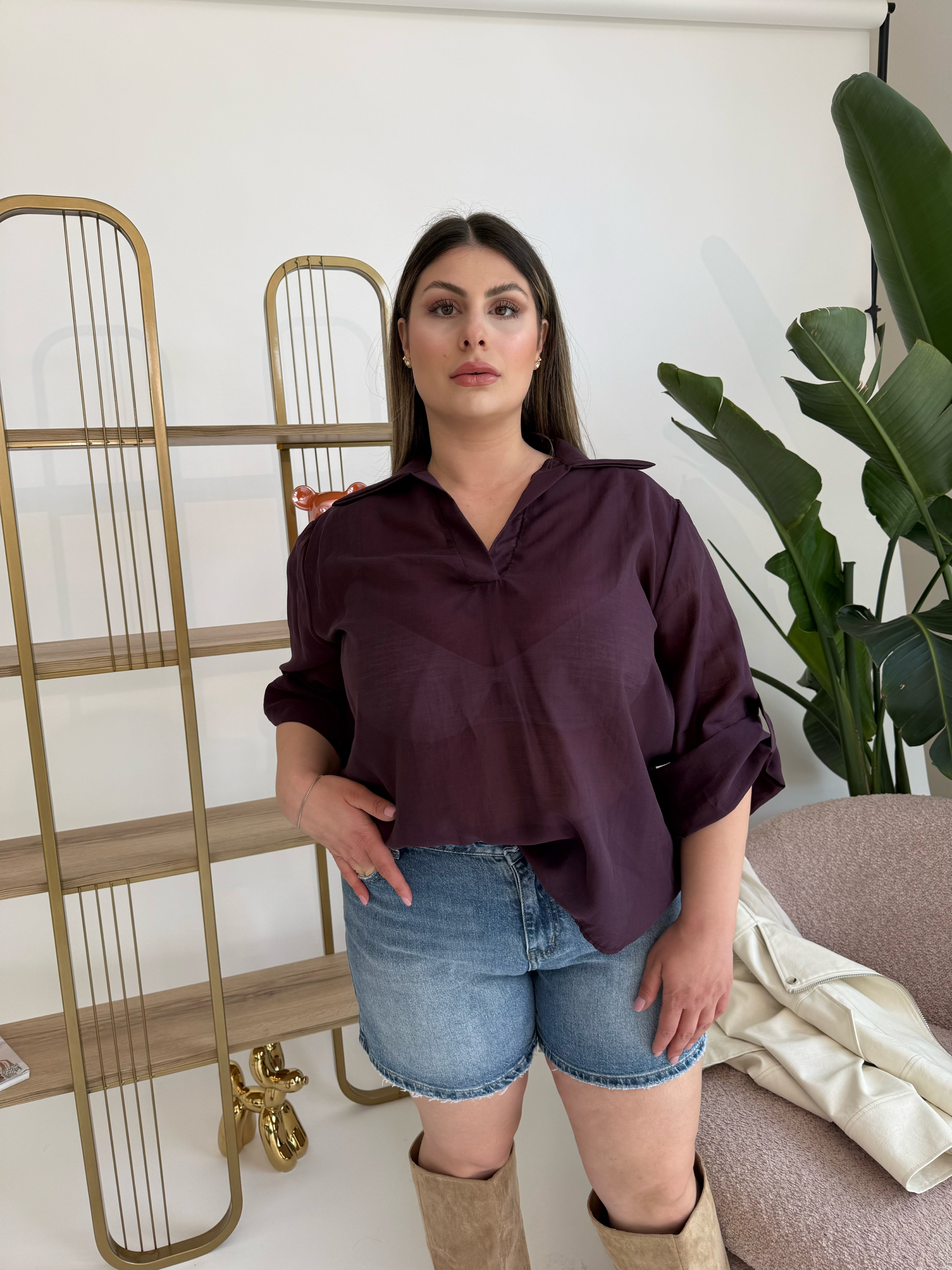 Camicia velata purple