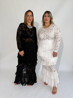 Abito pizzo volant curvy