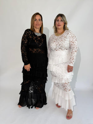 Abito pizzo volant curvy