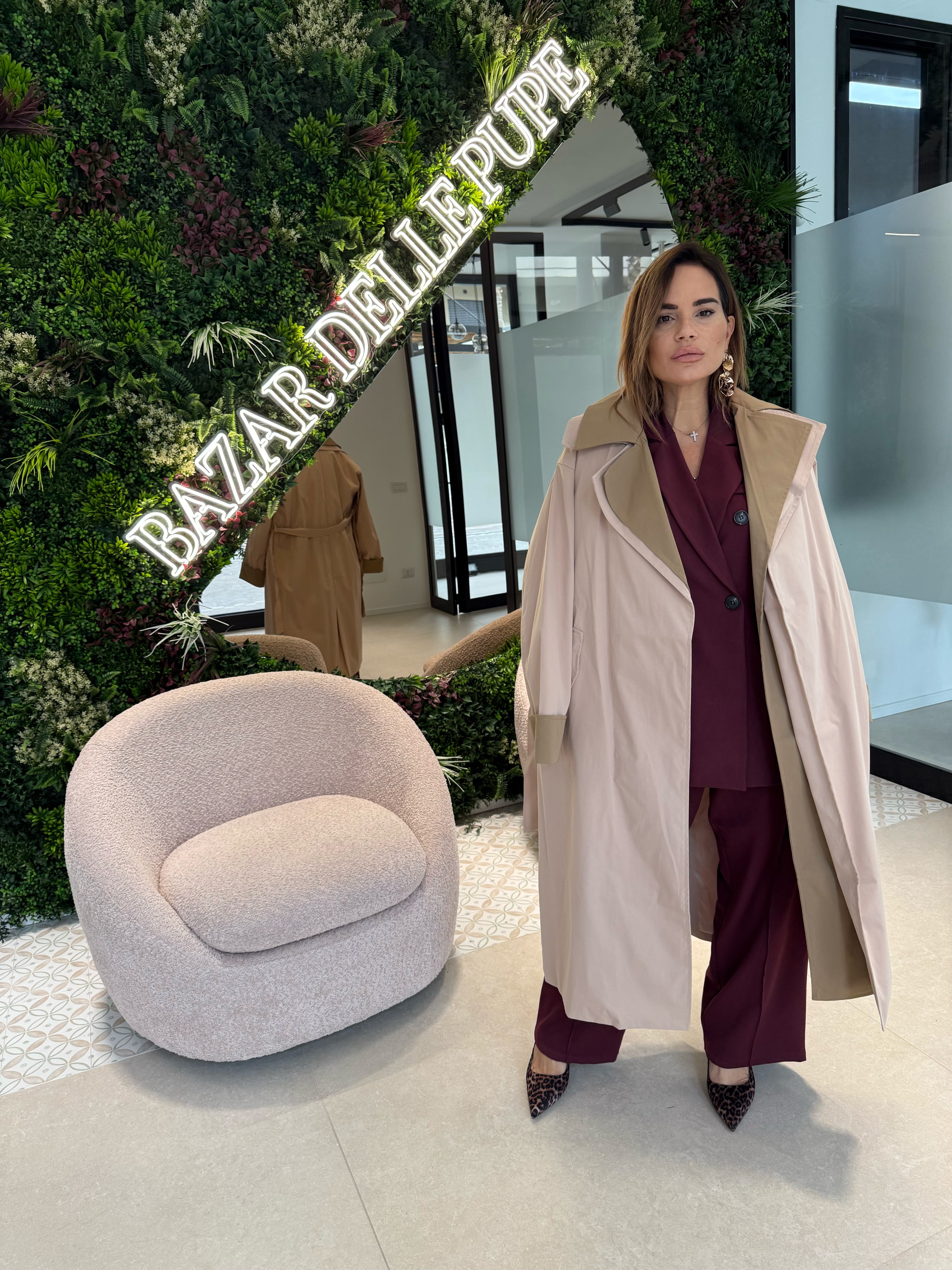 Trench bicolore beige