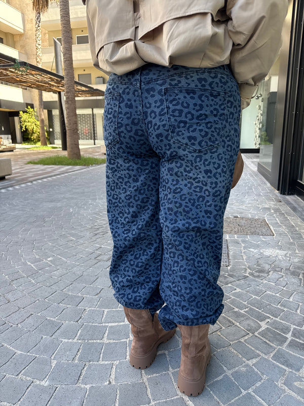 Jeans maculato blu curvy