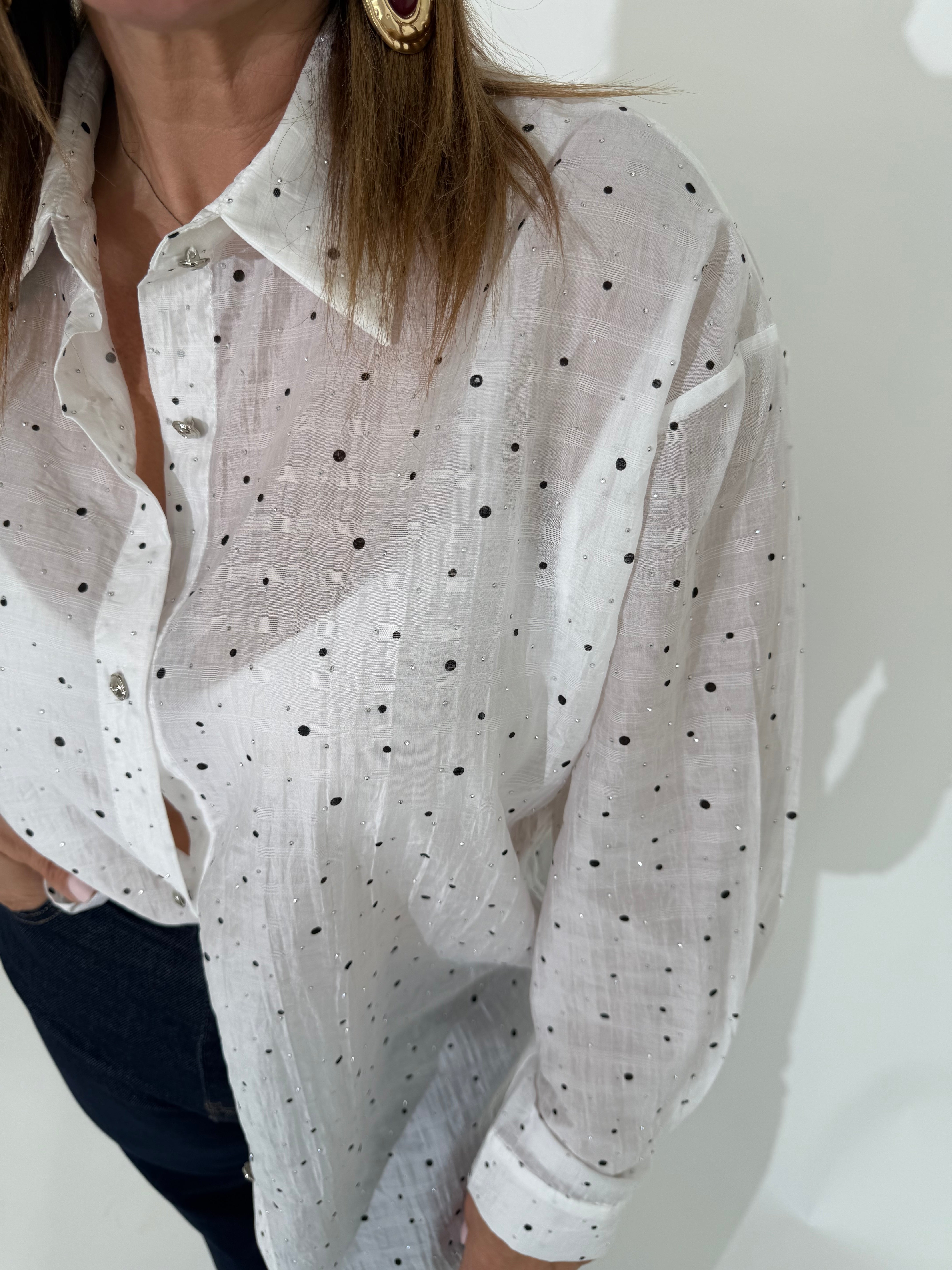 Camicia pois strass