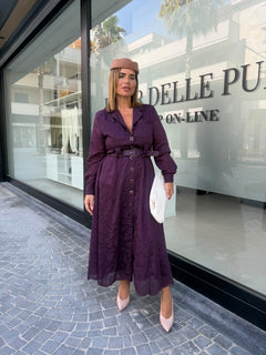Abito camicia midi con ricami