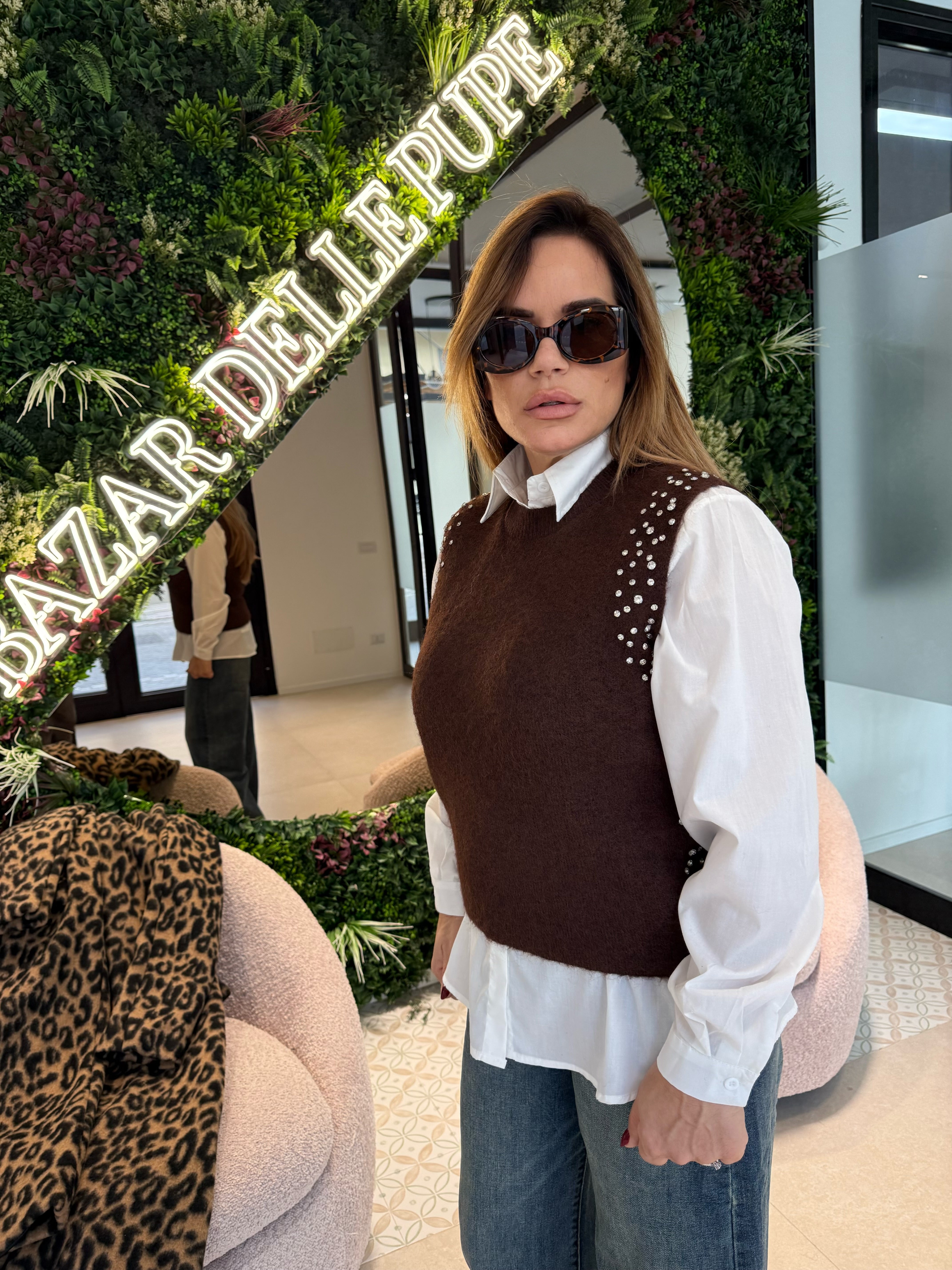 Camicia con gilet brown