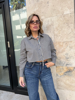 Camicia crop quadretti