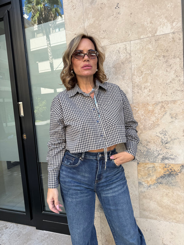 Camicia crop quadretti