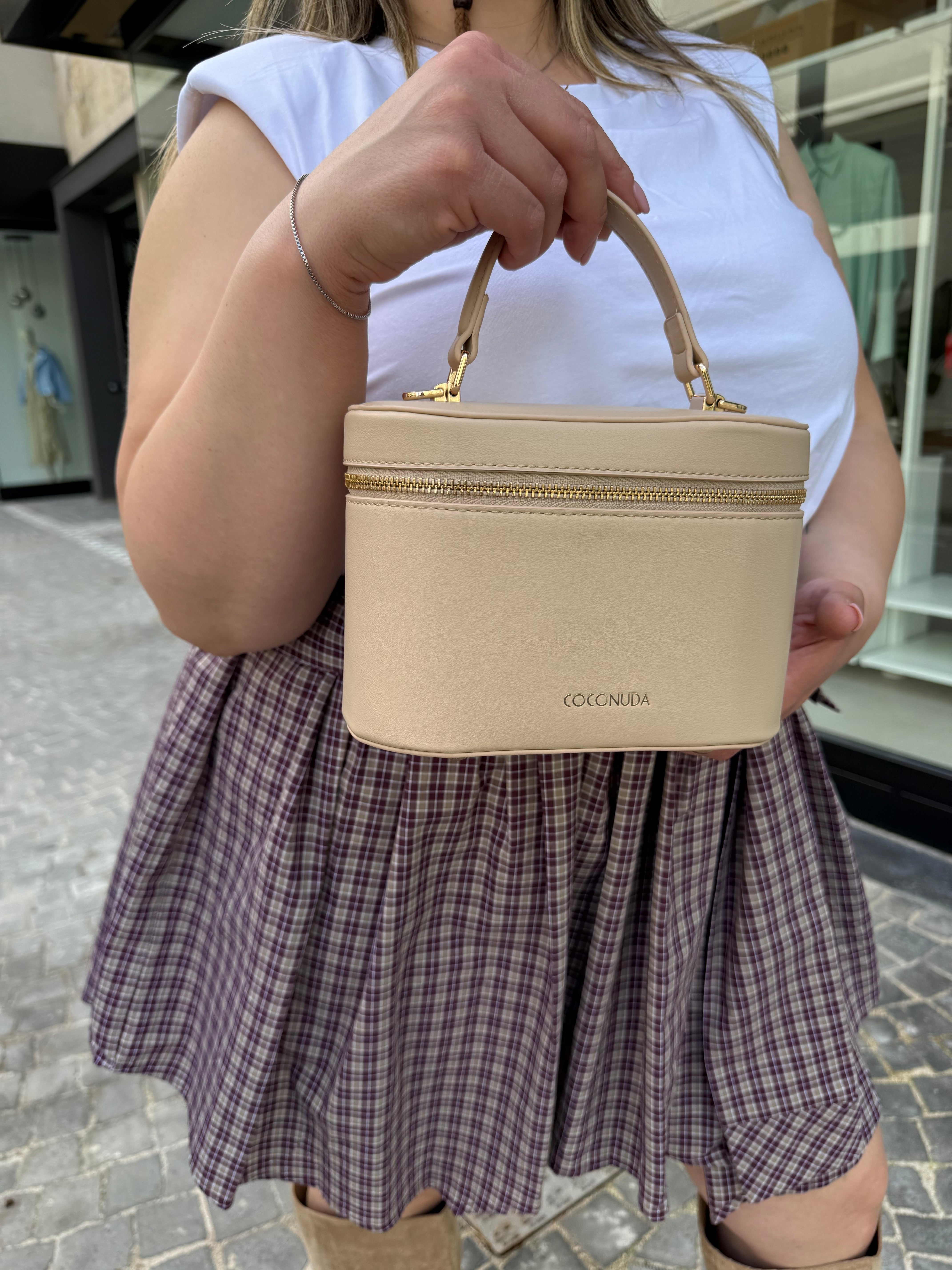 Borsa bauletto beige