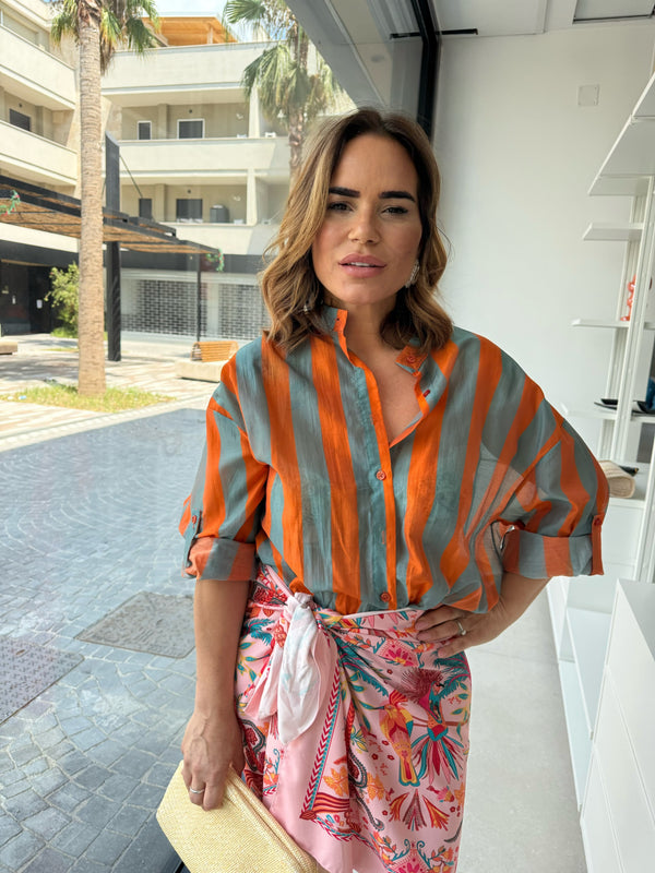 Camicia velata righe curvy