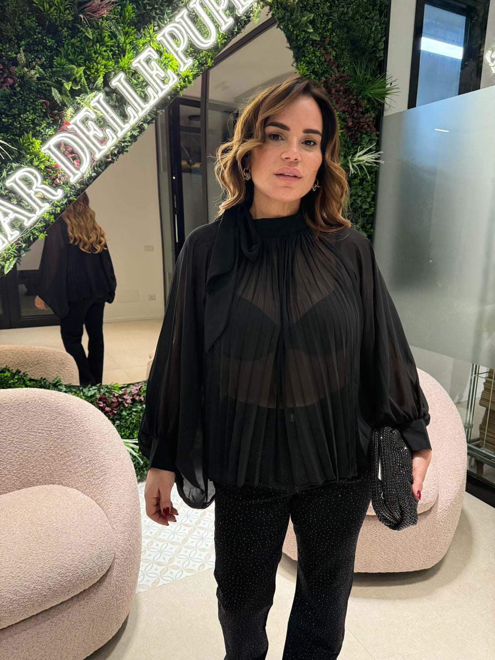 Camicia velata plissé