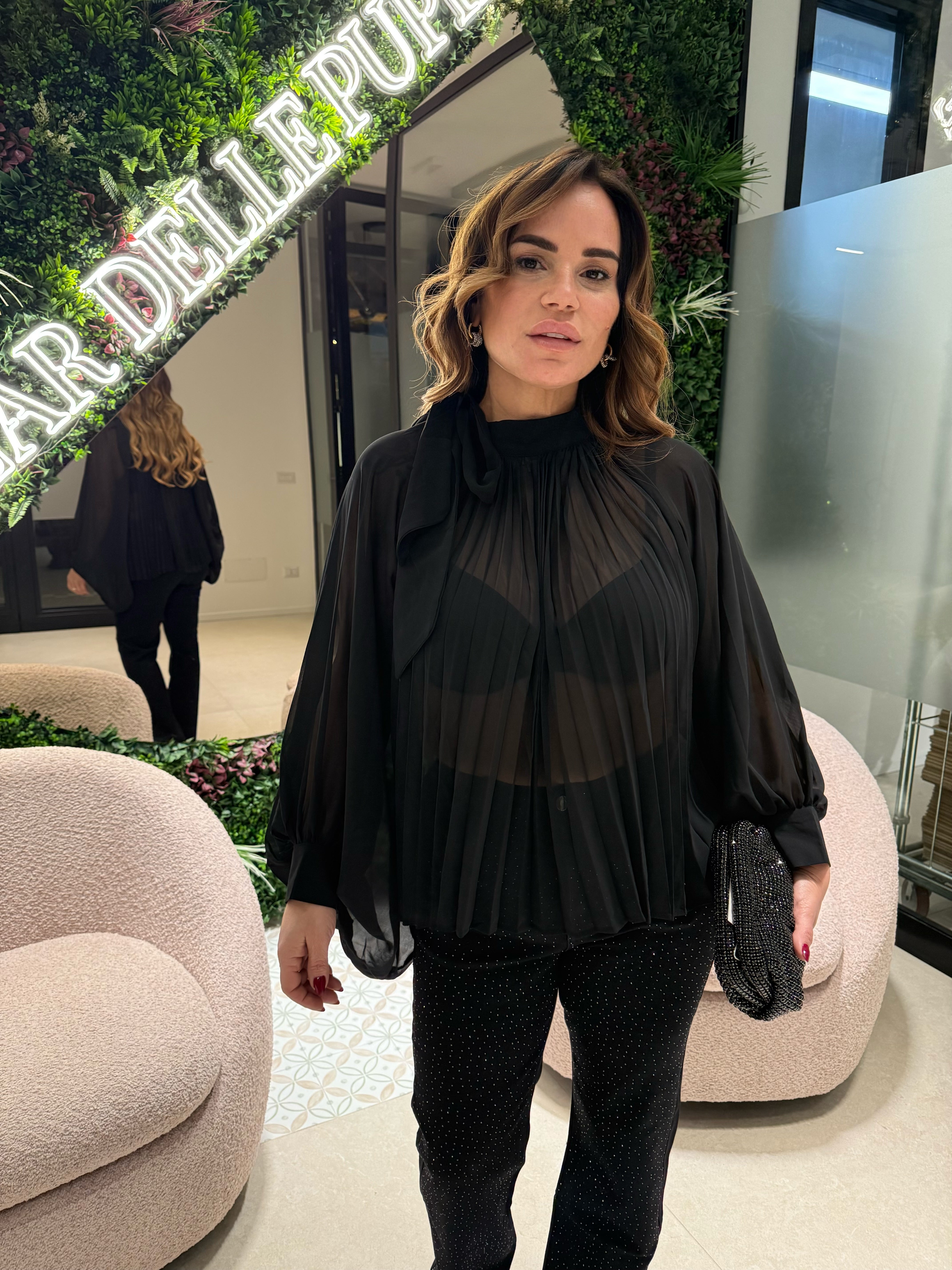 Camicia velata plissé