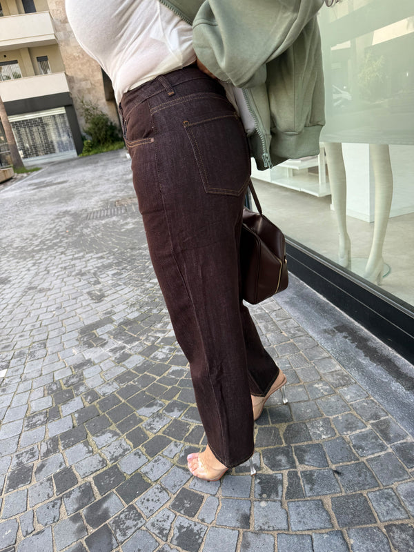 Jeans mom fit brown curvy