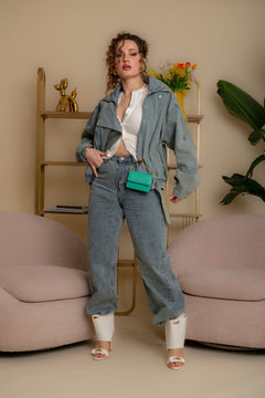 Jeans ballon con cuciture sul davanti