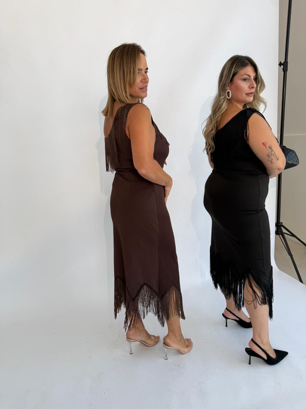 Abito tubino frange curvy