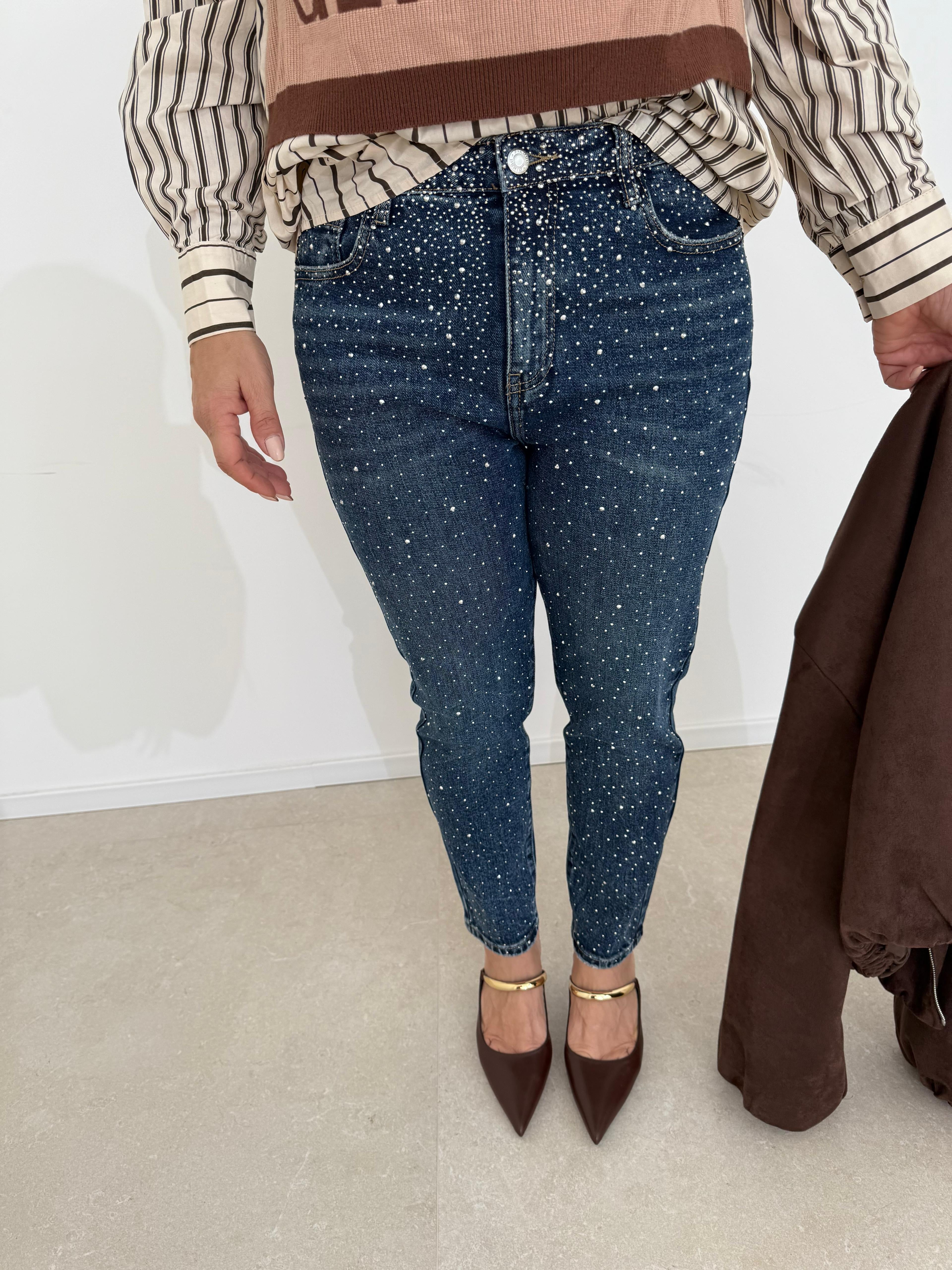 Jeans mom fit strass