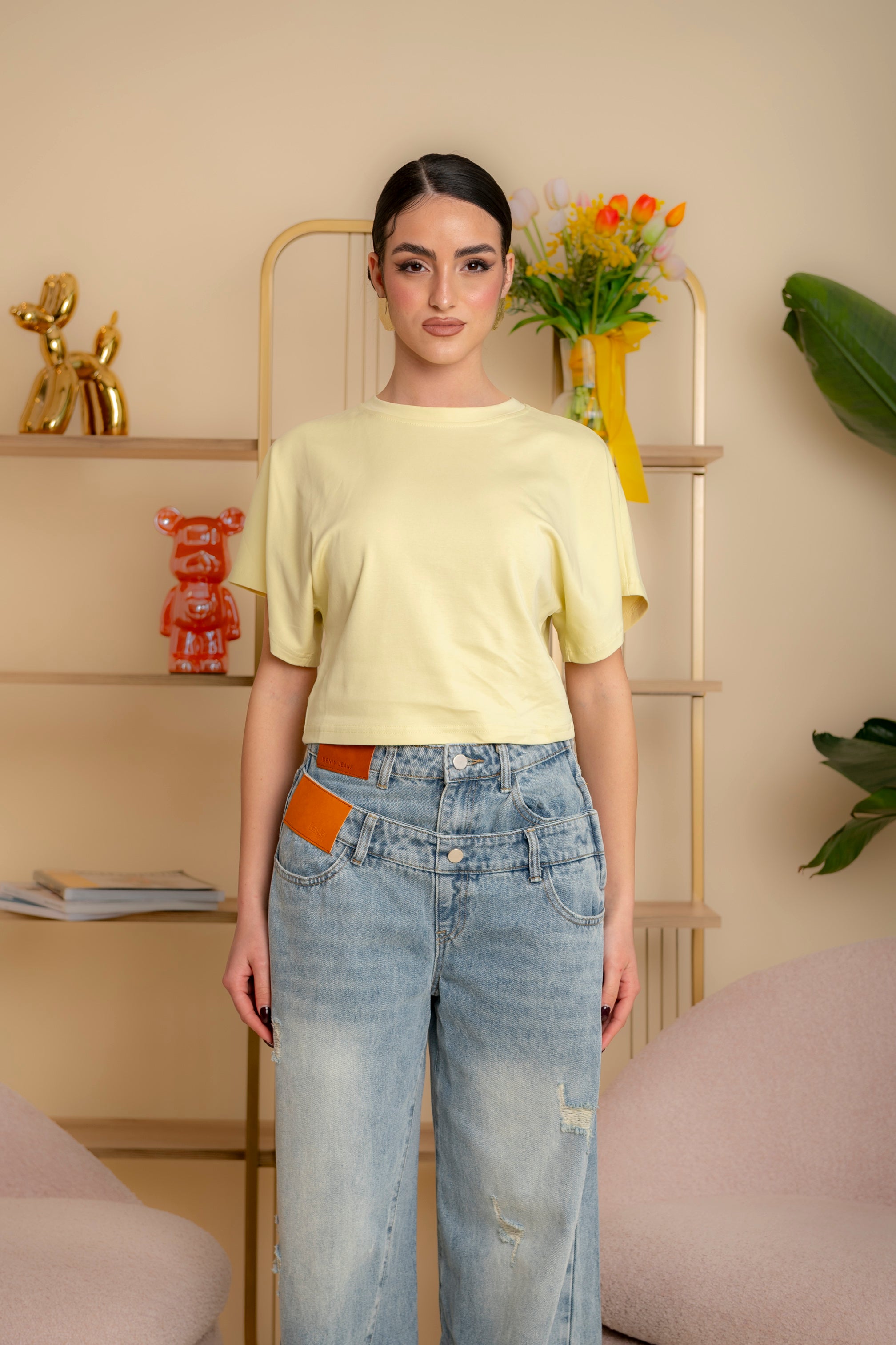 T-shirt crop yellow
