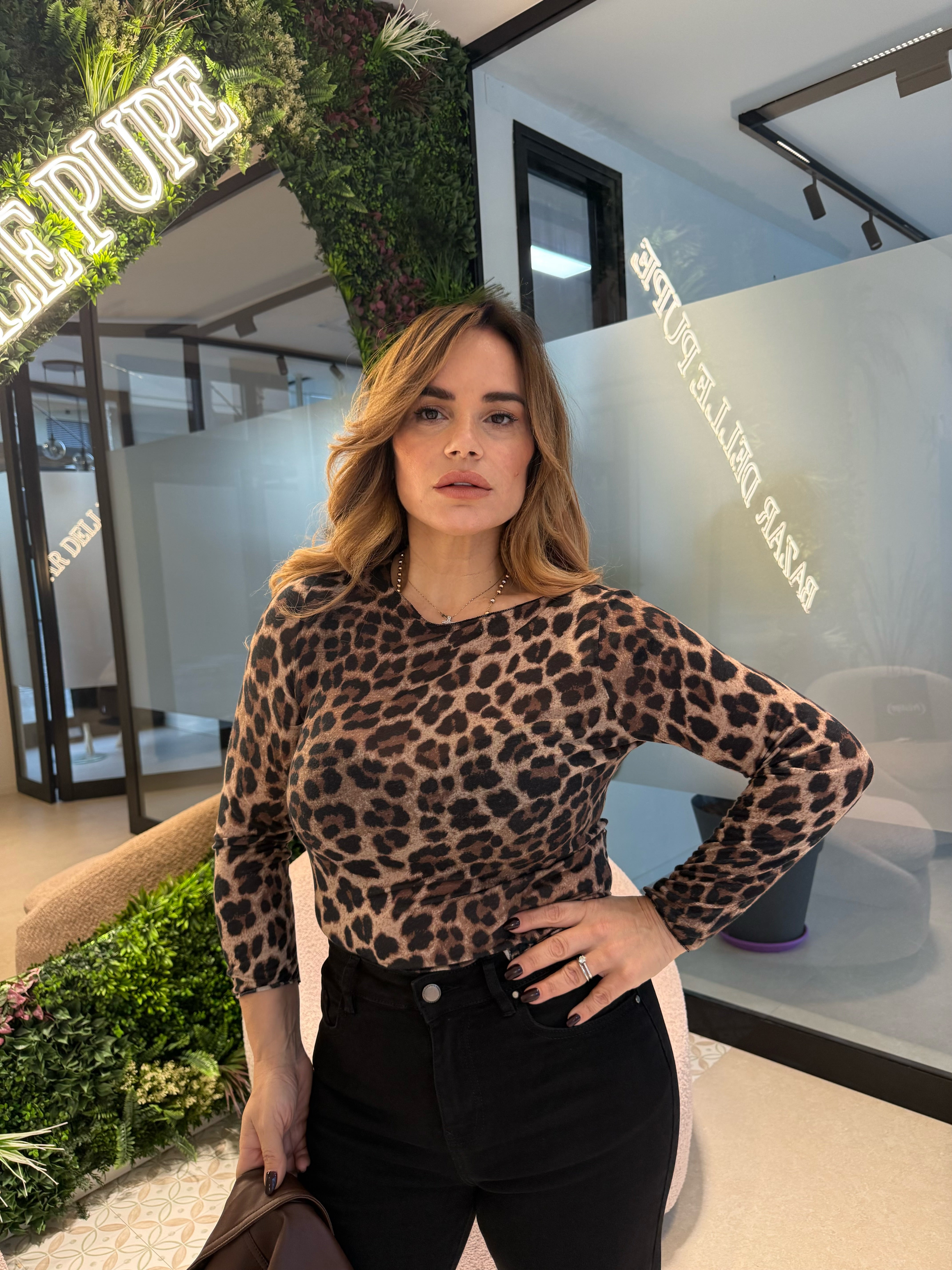 Maglia semitrasparente animalier curvy