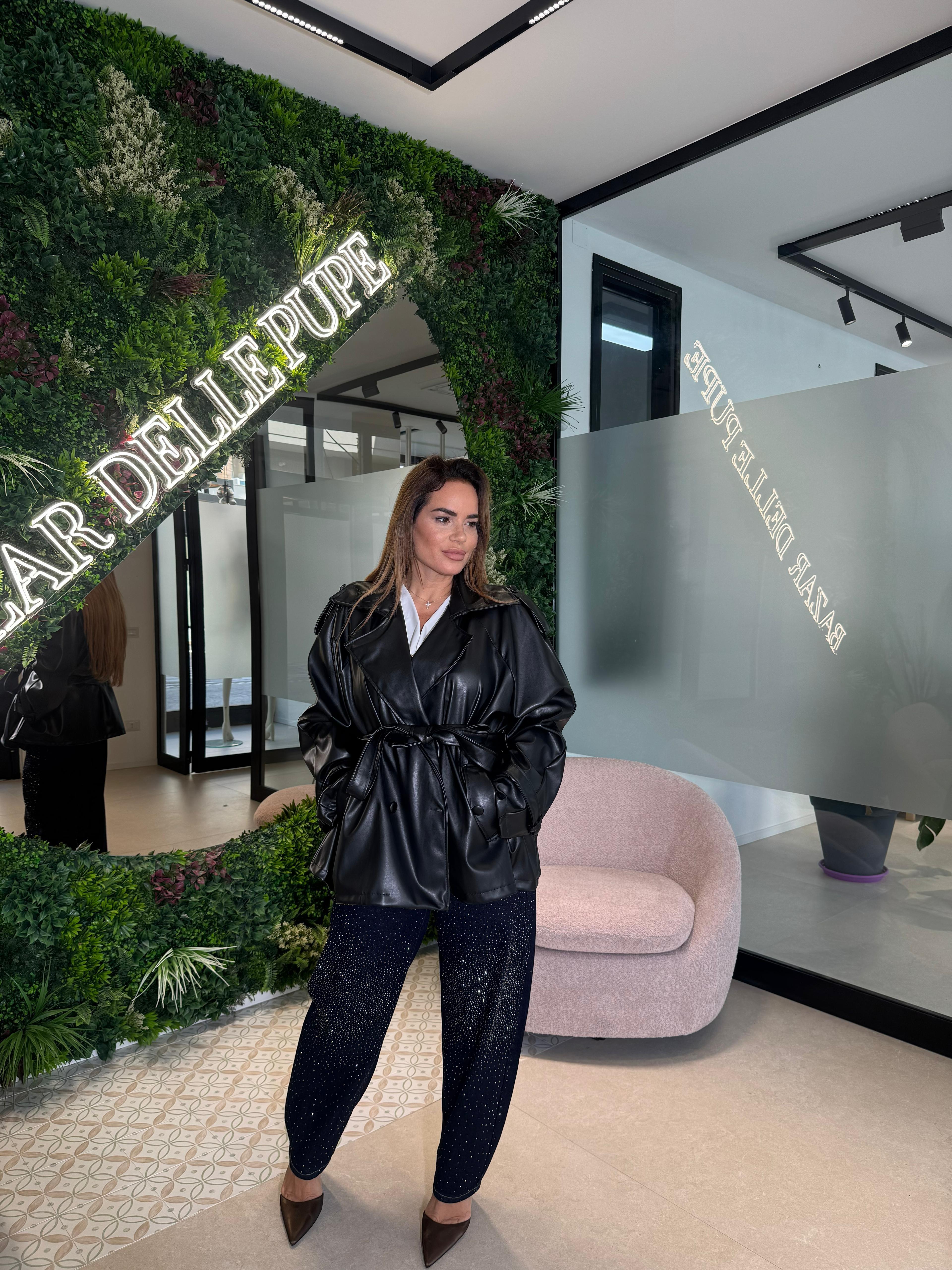 Trench ecopelle corto curvy