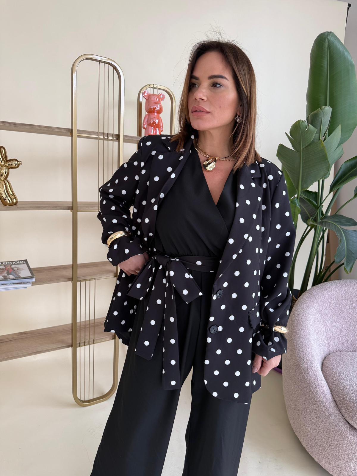Giacca pois con cintura curvy