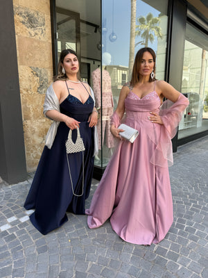 Abito cerimonia con corpetto in paillettes curvy
