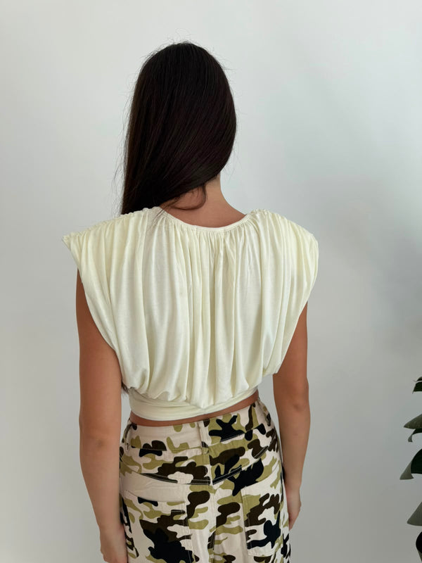 Top crop drappeggiato