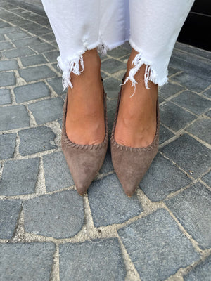 Décolleté slingback camoscio