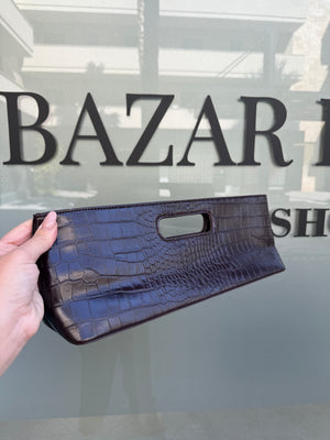 Pochette rettangolare con manico pitonato
