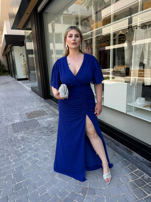 Abito cerimonia con drappeggio curvy